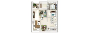 a floor plan of a house with a bedroom and a living room
