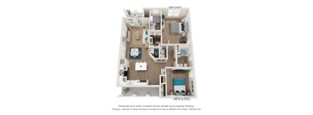a stylized floor plan of a 1 bedroom floor plan