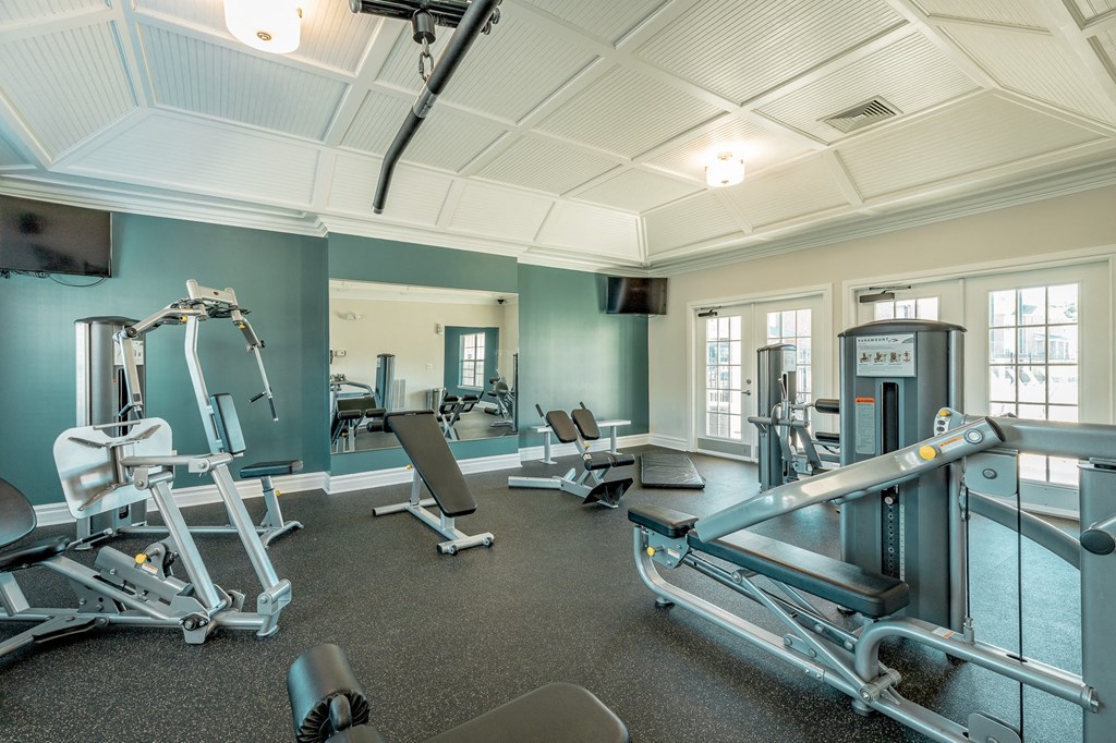 a gym with weights and other exercise equipment