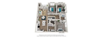 bedroom floor plan at the approach at summit park apartments in hendersonville, nc