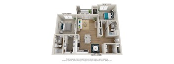 a stylized floor plan of a 1 bedroom192 sq ft house