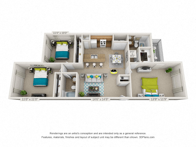 The Castle Floor Plan Rendering at Hawthorne at the Hall In Rural Hall North Carolina