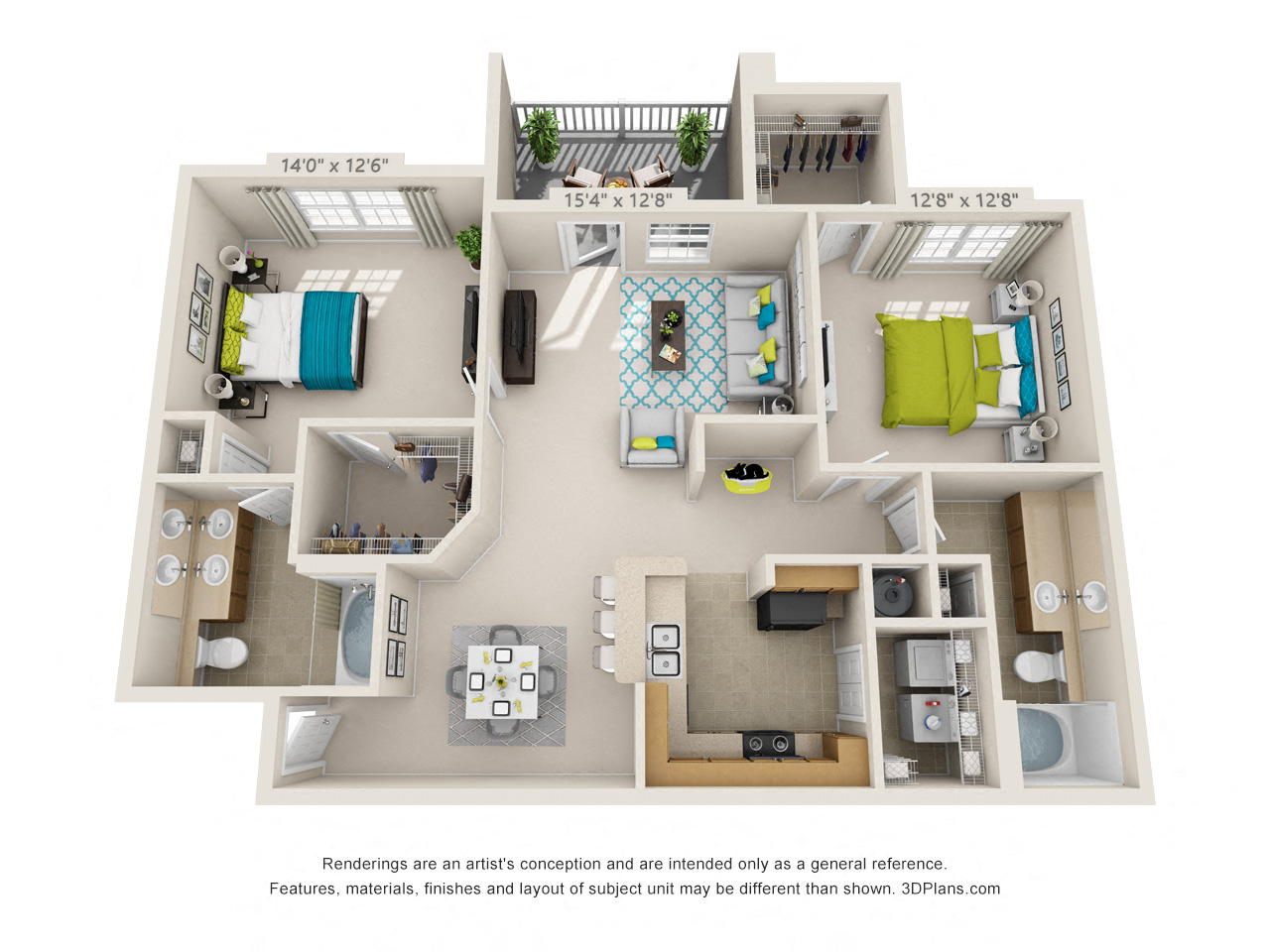The Borough Floor Plan Rendering at Hawthorne at the Meadows in Kernersville North Carolina