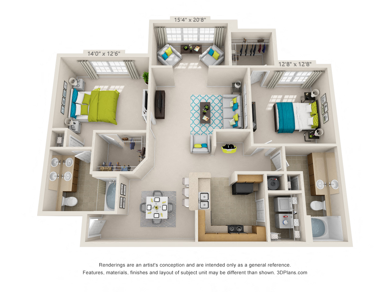 The Point Floor Plan Rendering at Hawthorne at the Meadows in Kernersville North Carolina