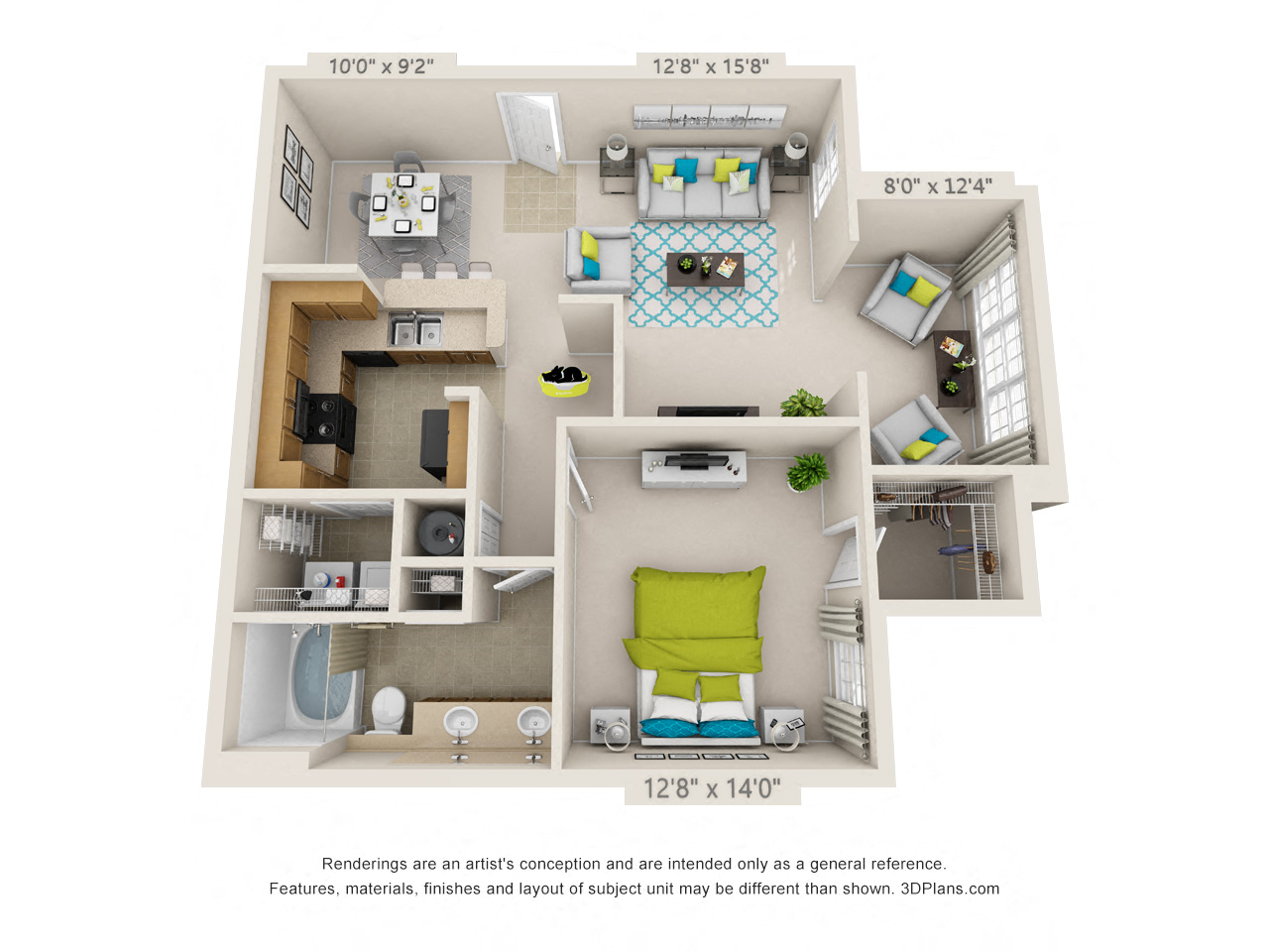 The Triad Floor Plan Rendering at Hawthorne at the Meadows in Kernersville North Carolina