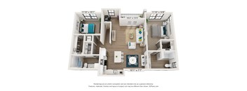 this is a 3d floor plan of a 824 square foot 1 bedroom apartment at the
