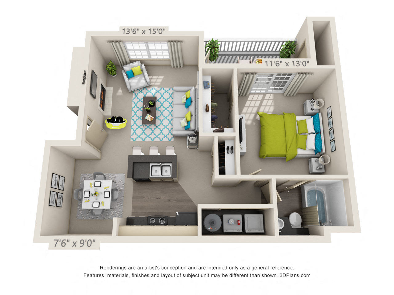 The Brittany Floor Plan Rendering for Hawthorne at the Park in Greenville South Carolina