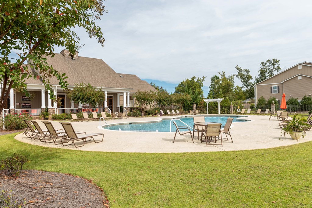 our apartments have a large pool and patio