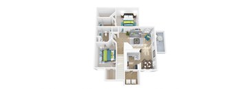 a floor plan of a house with a bedroom and a living room