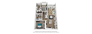 a 3d floor plan of a 1 bedroom apartment