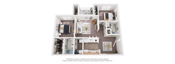 a 3d floor plan of a house with a bedroom and a living room