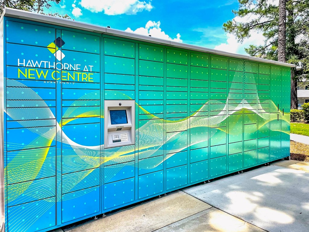 a building with a parking meter and a mural on it