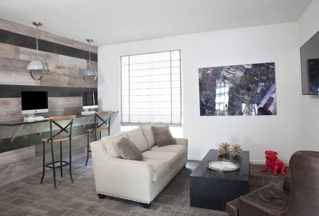 a living room with a couch and a coffee table
