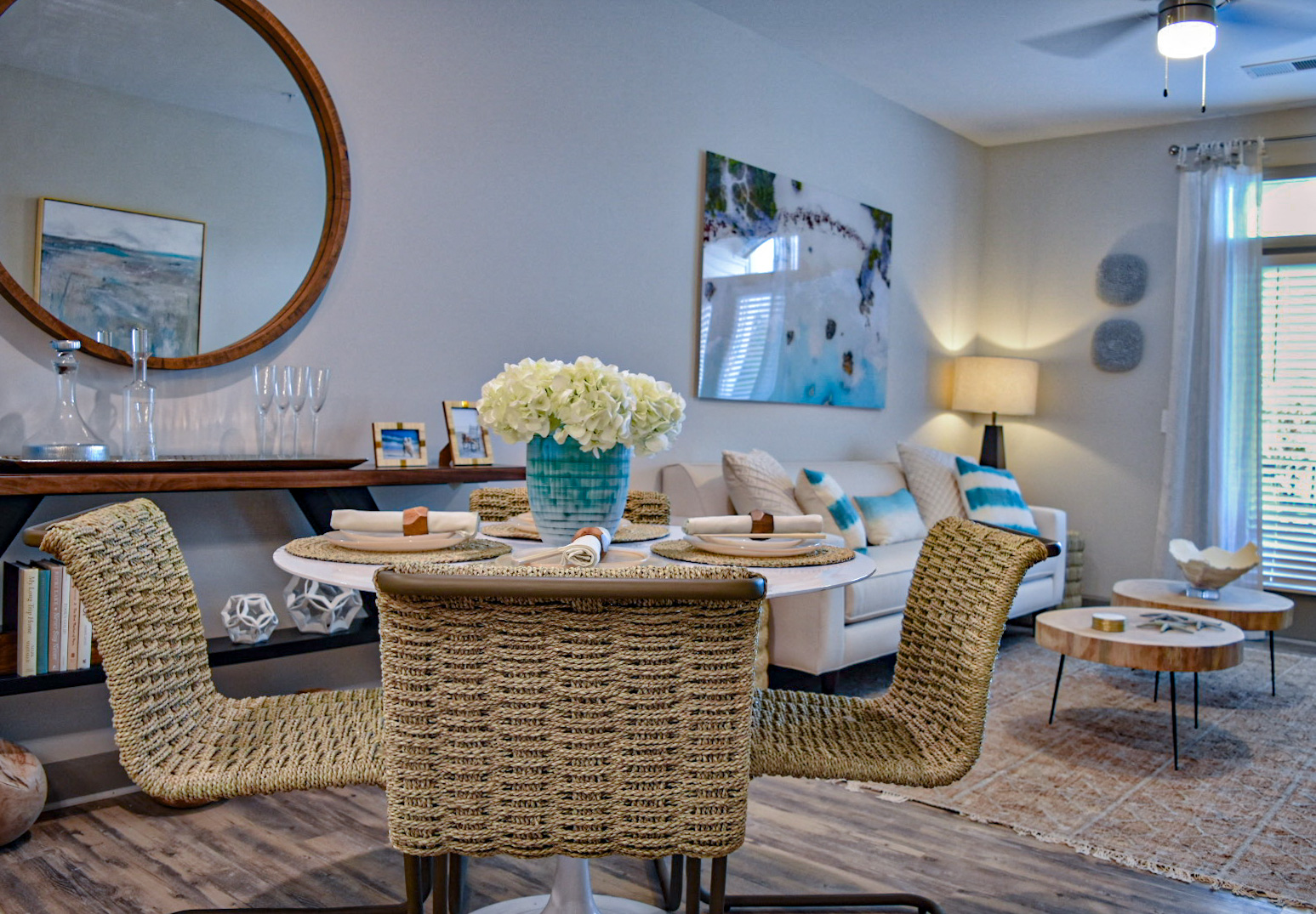 Coastal inspired dining room decor Hawthorne at Smith Creek Wilmington NC