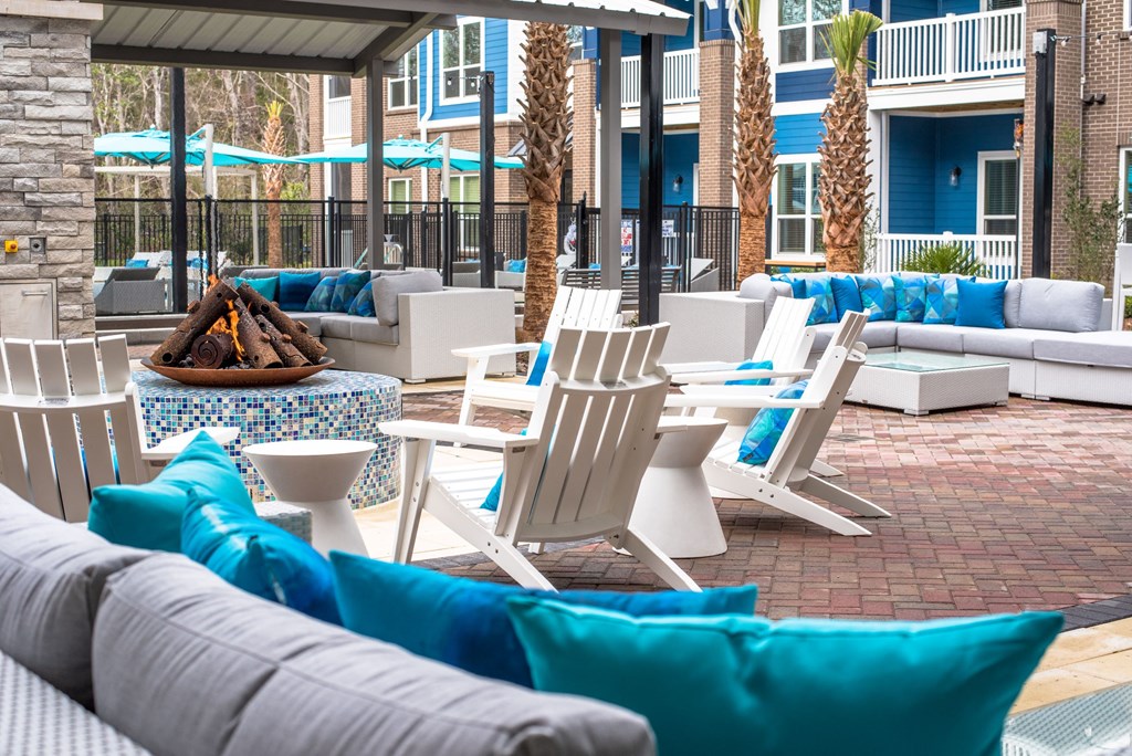 Outdoor Lounge and Firepit at Hawthorne at Indy West in Wilmington, NC