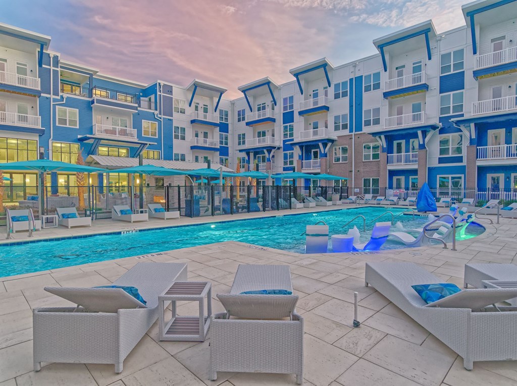 Sparkling Swimming Pool at Hawthorne at Indy West in Wilmington, NC