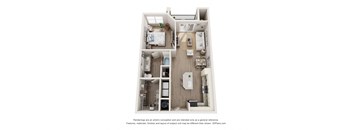 a floor plan of a 1 bedroom floorplan with a bedroom and a living room