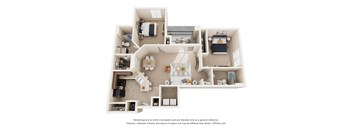 a 3d floor plan of a house with a bedroom and living room