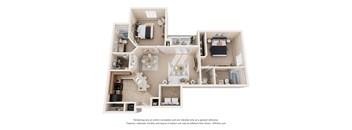 a 3d floor plan of a house with a bedroom and living room