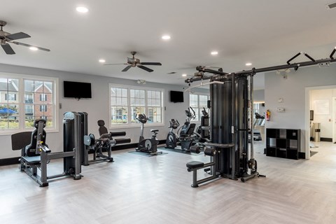 the gym at the flats at big tex apartments