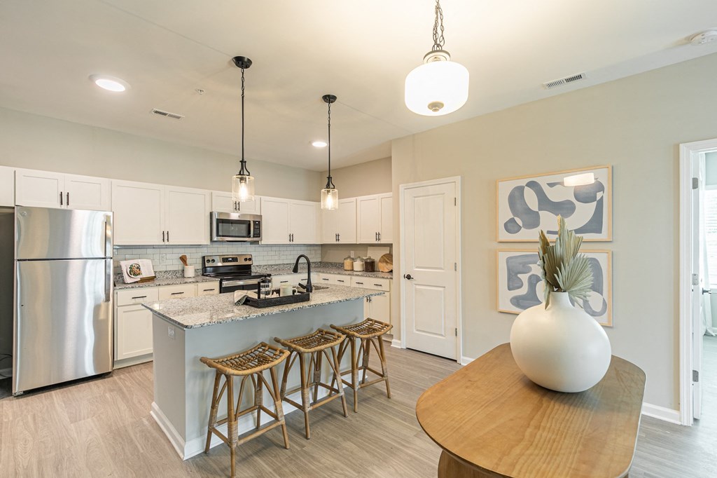 Open kitchen concept with bar island