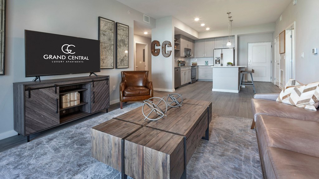 a living room with a couch and a coffee table