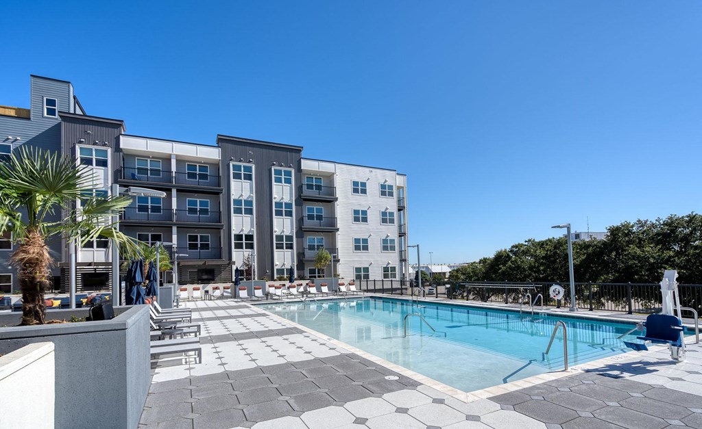 our apartments have a large swimming pool in front of our building