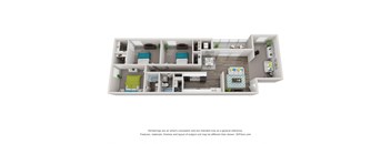 bedroom floor plan of a 2100 sq ft apartments