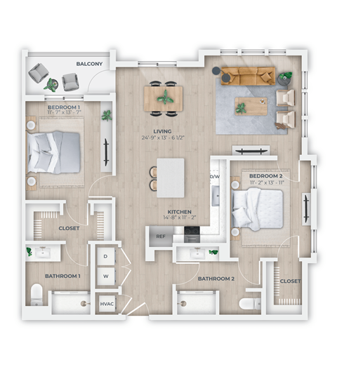 a floor plan of a house with a bedroom and a living room