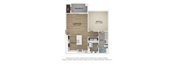 a floor plan of a studio apartment with a bedroom and a living room