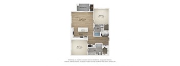 a floor plan of a unit with a wood floor