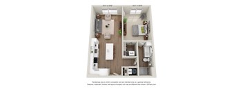 a 1 bedroom floor plan with a bathroom and a living room