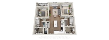 a 1 bedroom floorplan is shown in this rendering