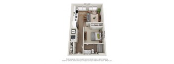 a stylized floor plan of a 1 bedroom floor plan