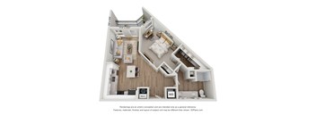 this is a 3d floor plan of a 1 bedroom apartment at the biltmore apartments