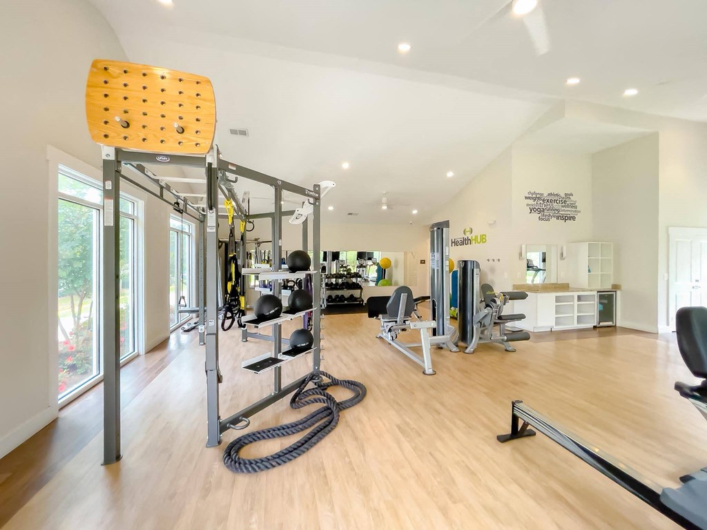 the gym at the flats at obsidian