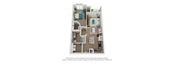 A floor plan of a small apartment with a kitchen, living room, and bathroom.
