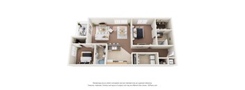 a stylized floor plan of a 1 bedroom apartment