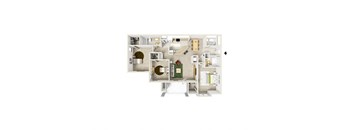3 bedroom apartment floor plan with 2 bathrooms