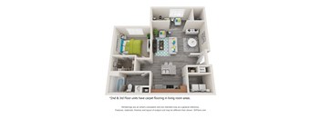 a floor plan of a 1 bedroom with a bathroom and a balcony