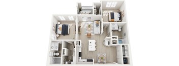 a1 floor plan  1 bedroom with 2 baths