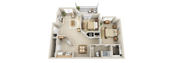 a floor plan of a house with a bedroom and a living room