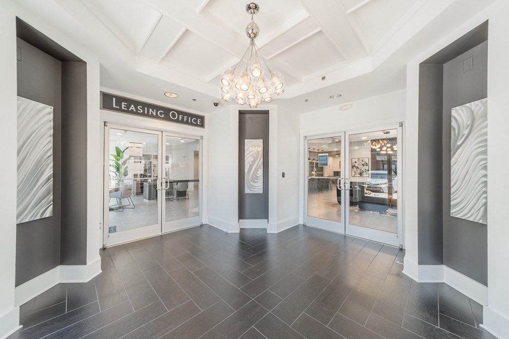 a view of the leasing office from the lobby