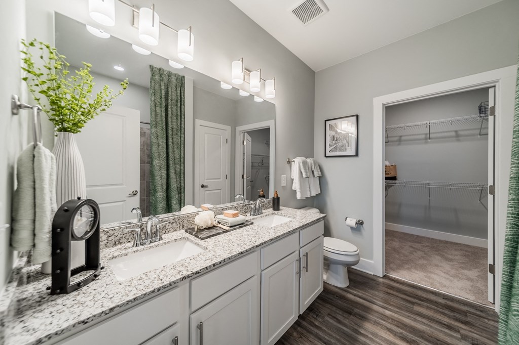 a bathroom with a sink and a toilet and a shower