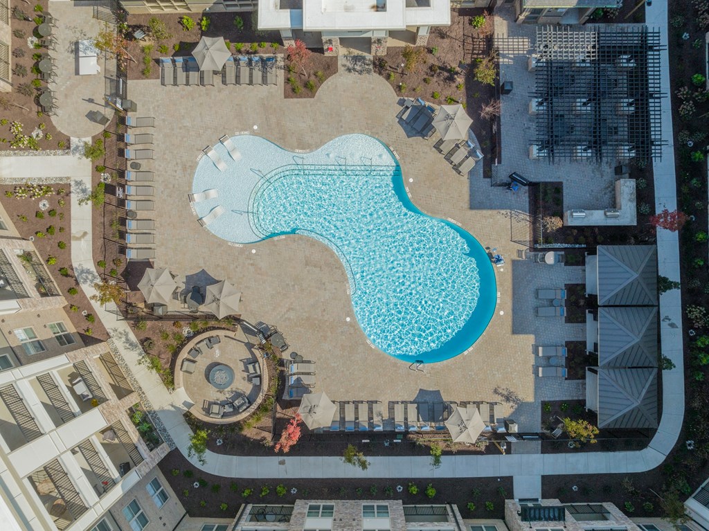 a swimming pool in the middle of a city