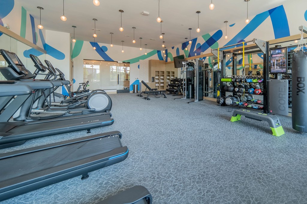 24-Hour Fitness Center at UHill Apartments in Durham, NC