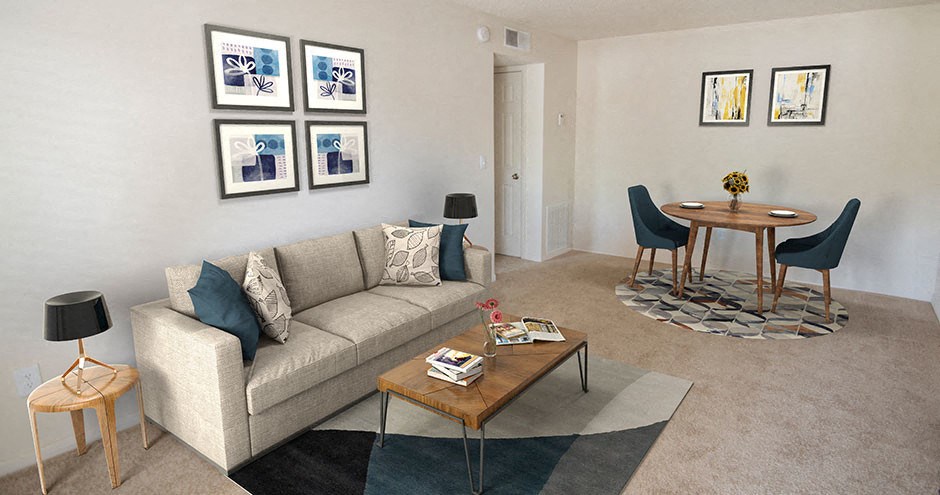 Spacious living room inside your apartment home at The Reserves of Melbourne in Melbourne, FL