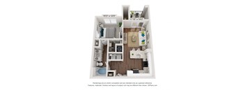 a 3d floor plan of a 1 bedroom apartment
