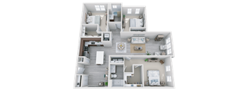 this is a 3d floor plan of a 824 square foot 1 bedroom apartment at the