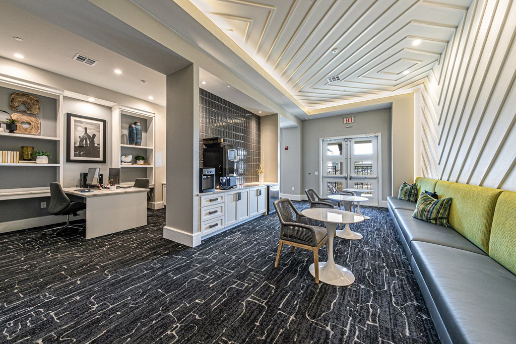 a living room with a couch and a table